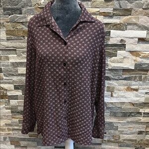 CHELSEA & aTHEODORE  Long-Sleeve Patterned Shirt - Burgundy/Black